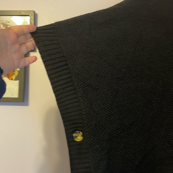 Loft Black Chunky Knit Cowl Neck Poncho Sweater size M/L - Picture 5 of 14